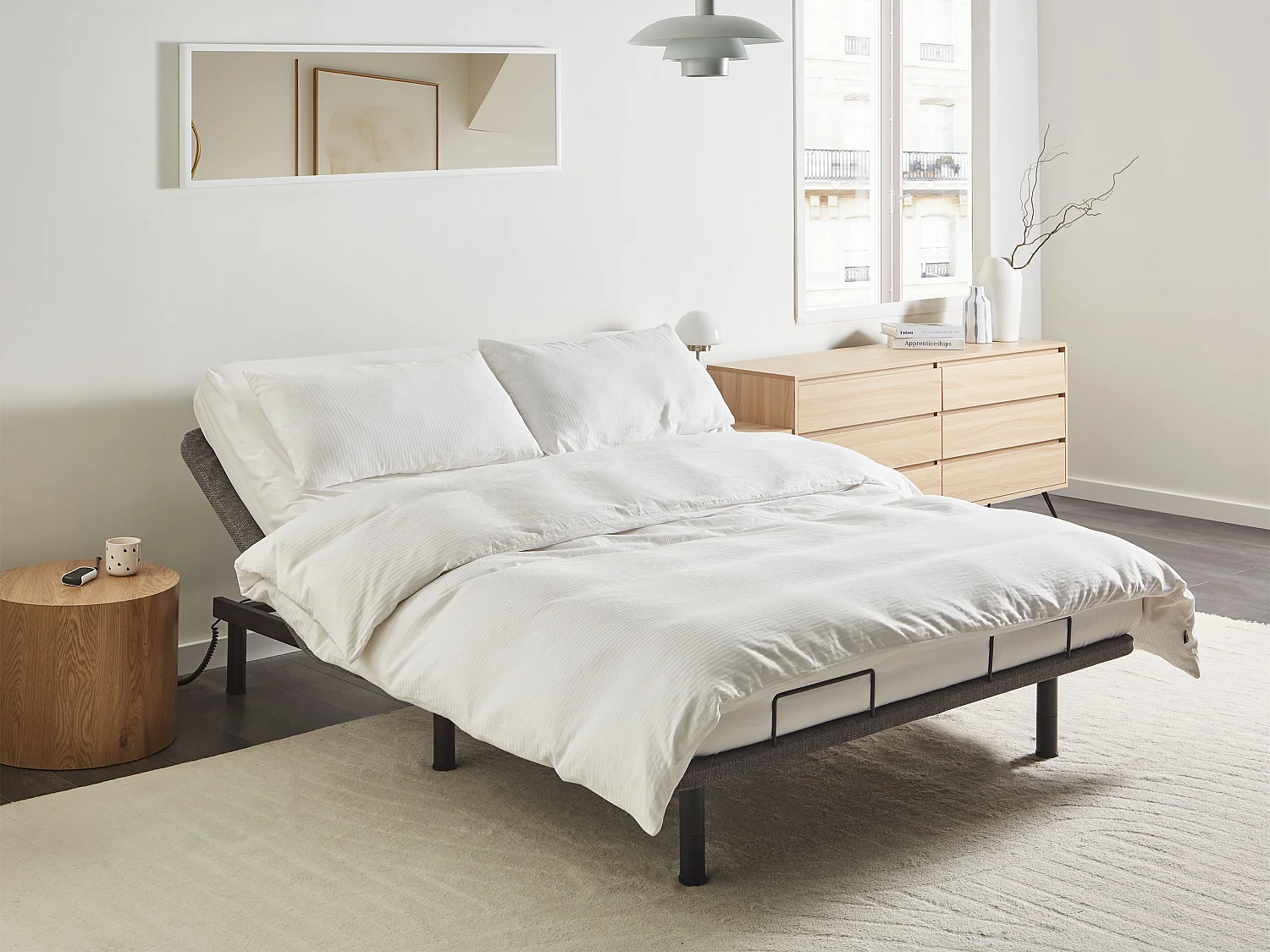 Sommier réglable électrique BRUNOY 160 x 200 cm Gris