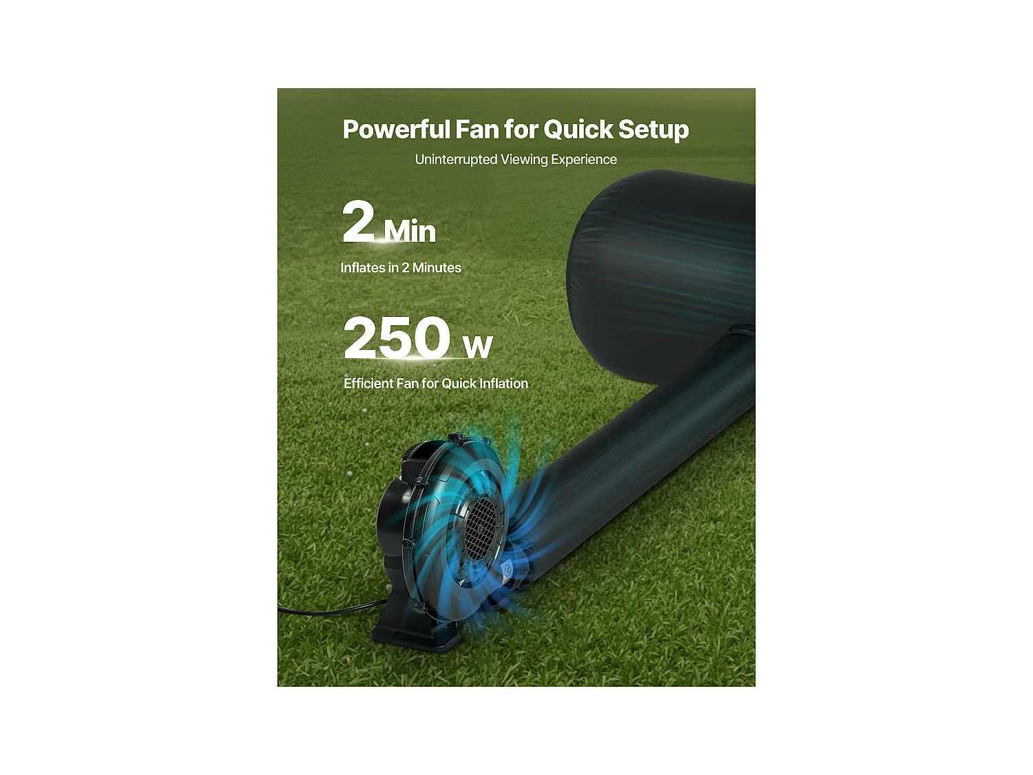 Écran de Projection Gonflable SucceBuy, Fabriqué en Matériau 600D Durable, Comprenant un Sac de Rangement Portable, Format 16:9, 409 x 160 x 272 cm