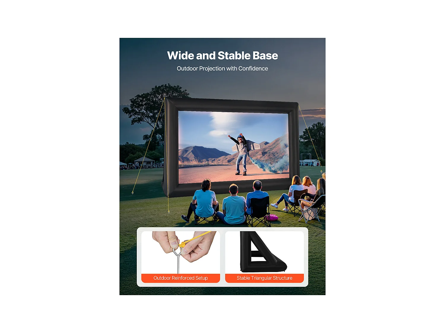 Écran de Projection Gonflable SucceBuy, Fabriqué en Matériau 600D Durable, Comprenant un Sac de Rangement Portable, Format 16:9, 409 x 160 x 272 cm