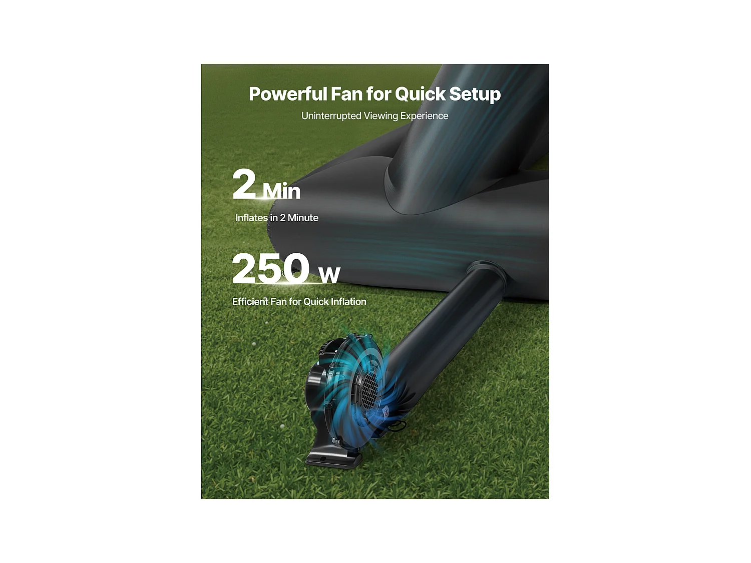 Écran de Projection Gonflable SucceBuy, Matériau 600D, Portable avec Sac de Rangement, Format 16:9, Idéal pour Home Cinéma, 476 x 200 x 378 cm