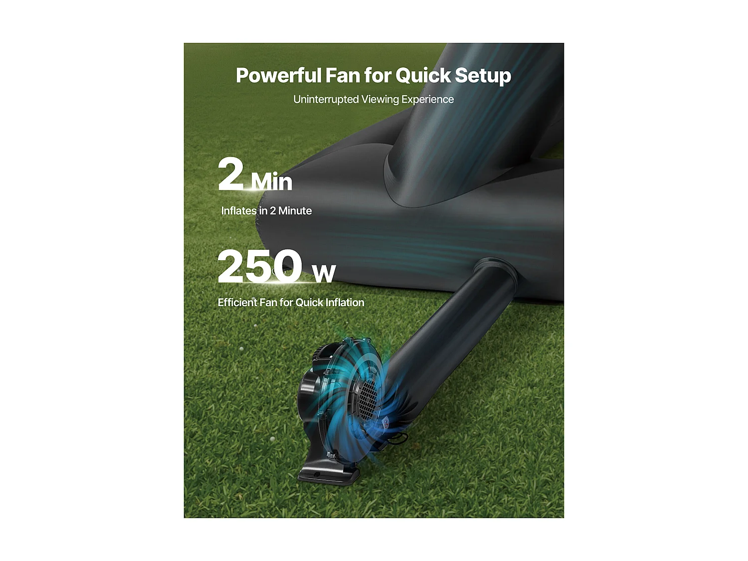 Écran de Projection Gonflable SucceBuy, Matériau 600D, Portable avec Sac de Rangement, Format 16:9, Idéal pour Home Cinéma, 476 x 200 x 378 cm