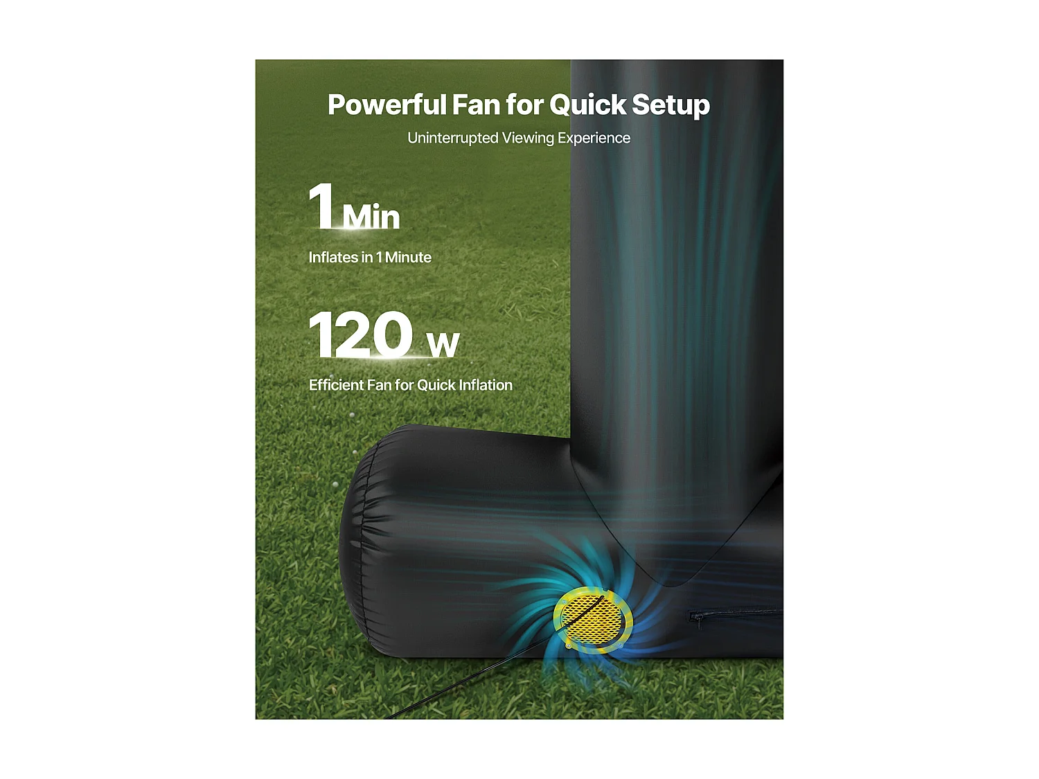 Écran de Projection Gonflable SucceBuy, Matériau 600D, Portable avec Sac de Rangement, Format 16:9, Idéal pour Home Cinéma, 354 x 130 x 290 cm