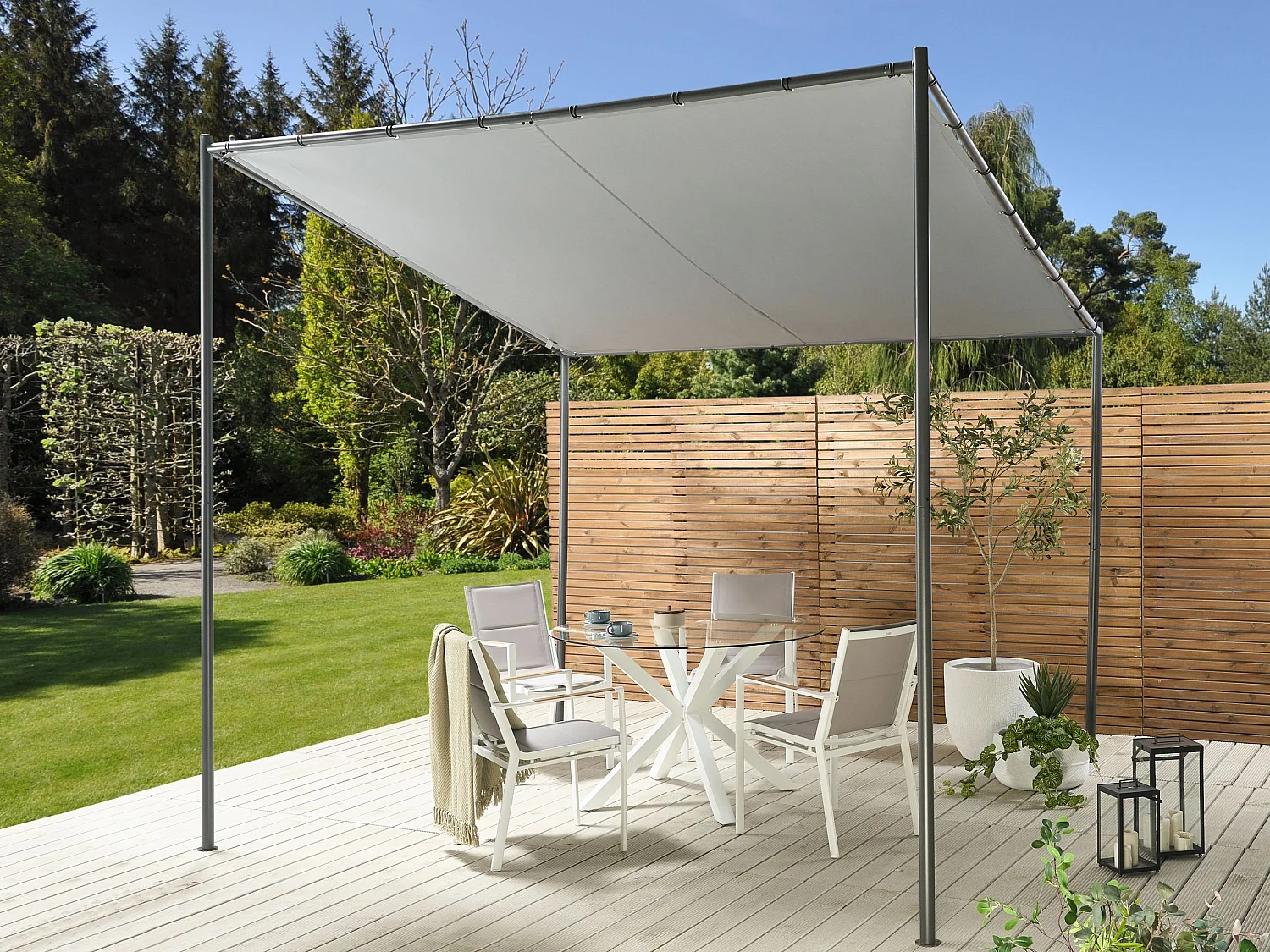 Tonnelle de jardin VIMINO Métal 282 cm 294 cm Gris