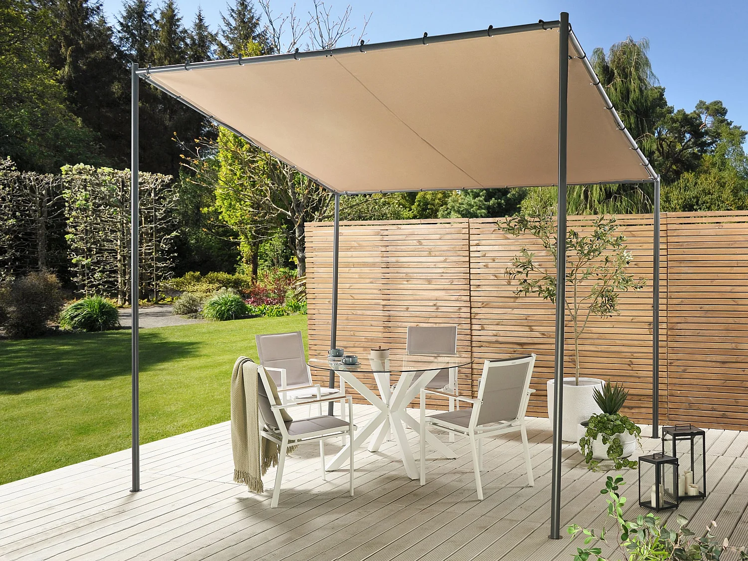 Tonnelle de jardin VIMINO Métal 282 cm 294 cm Taupe