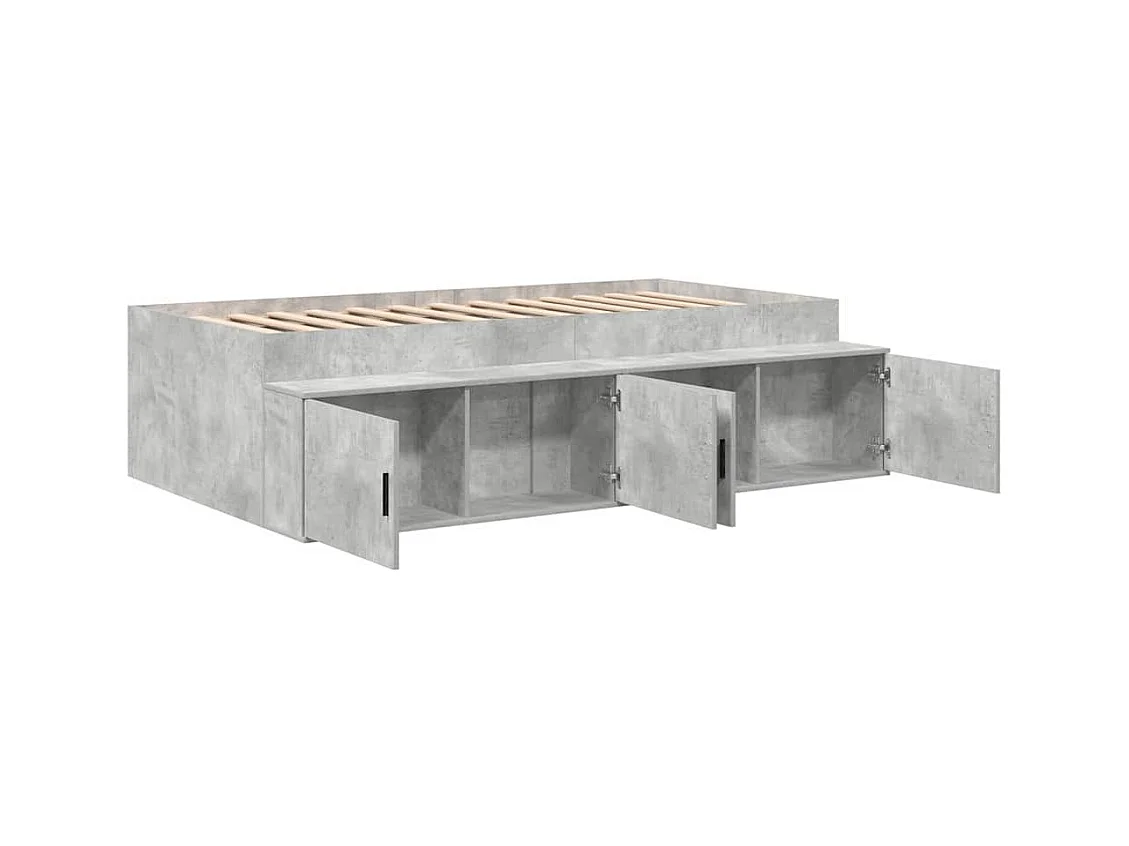 Lit simple | Lit adulte, enfant | Cadre de lit avec rangement Gris béton 80x200 cm