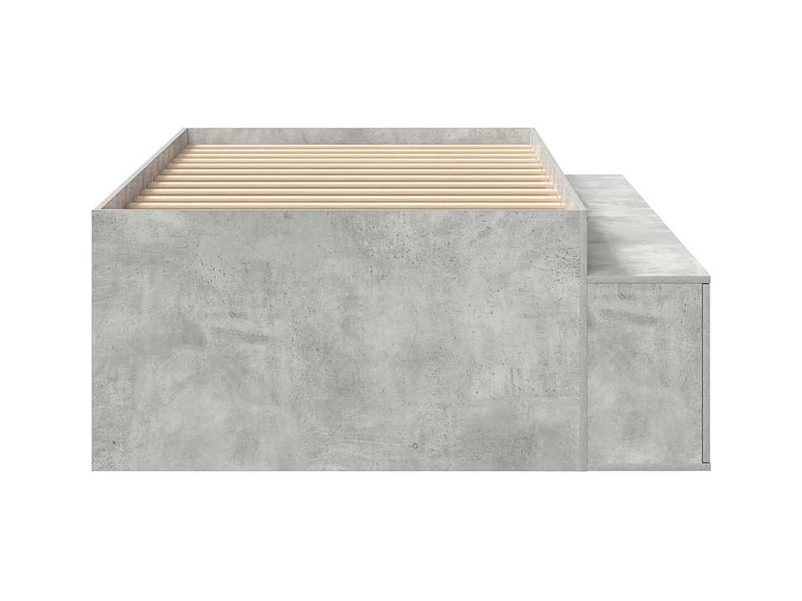Lit simple | Lit adulte, enfant | Cadre de lit avec rangement Gris béton 80x200 cm
