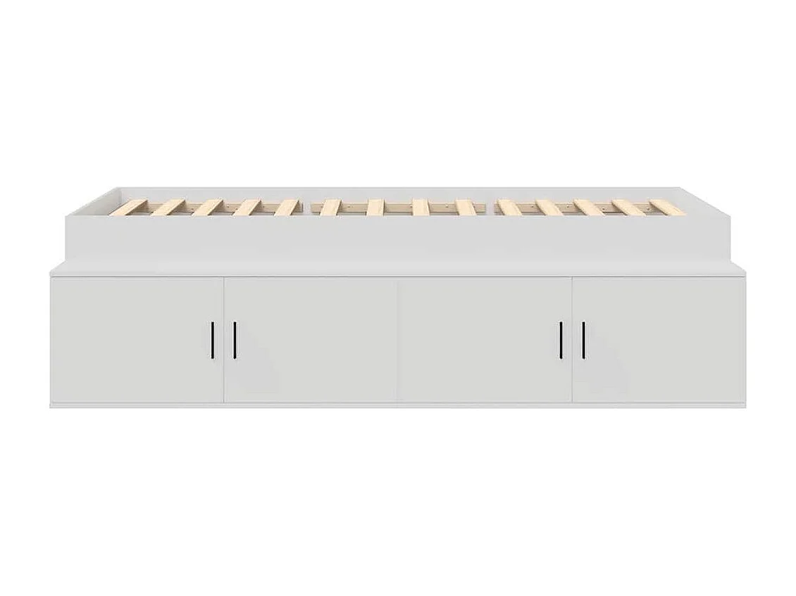 Lit simple | Lit adulte, enfant | Cadre de lit avec rangement Blanc 90x190 cm Bois d'ingénierie