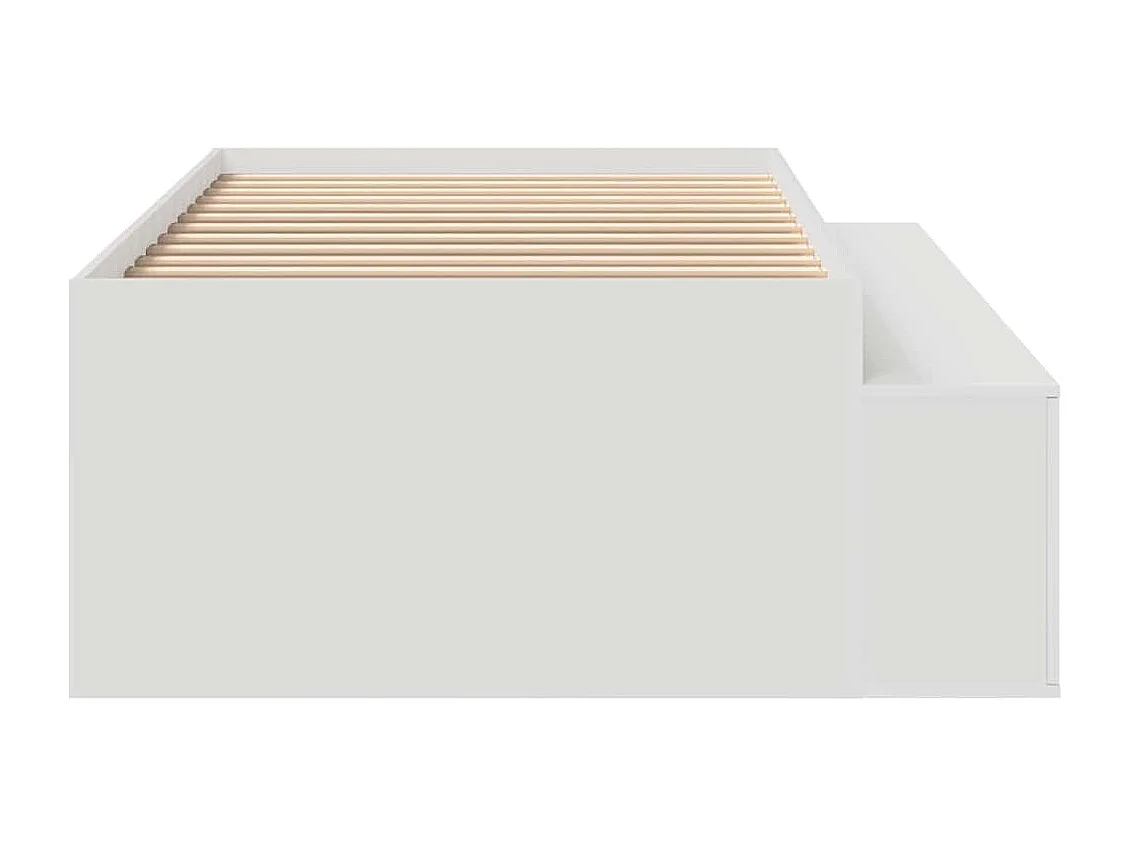 Lit simple | Lit adulte, enfant | Cadre de lit avec rangement Blanc 90x190 cm Bois d'ingénierie