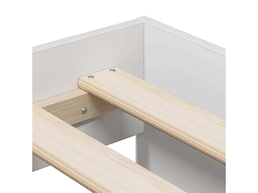 Lit simple | Lit adulte, enfant | Cadre de lit avec rangement Blanc 90x190 cm Bois d'ingénierie