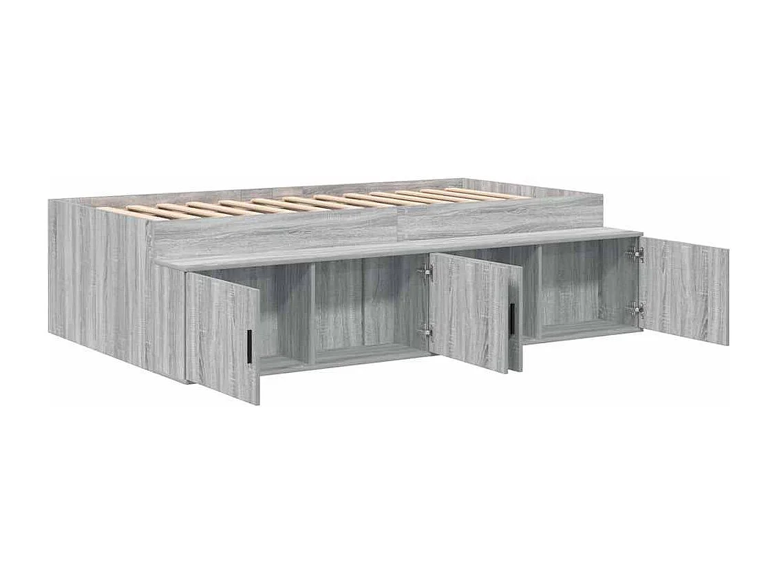 Lit simple | Lit adulte, enfant | Cadre de lit avec rangement Sonoma gris 90x190 cm