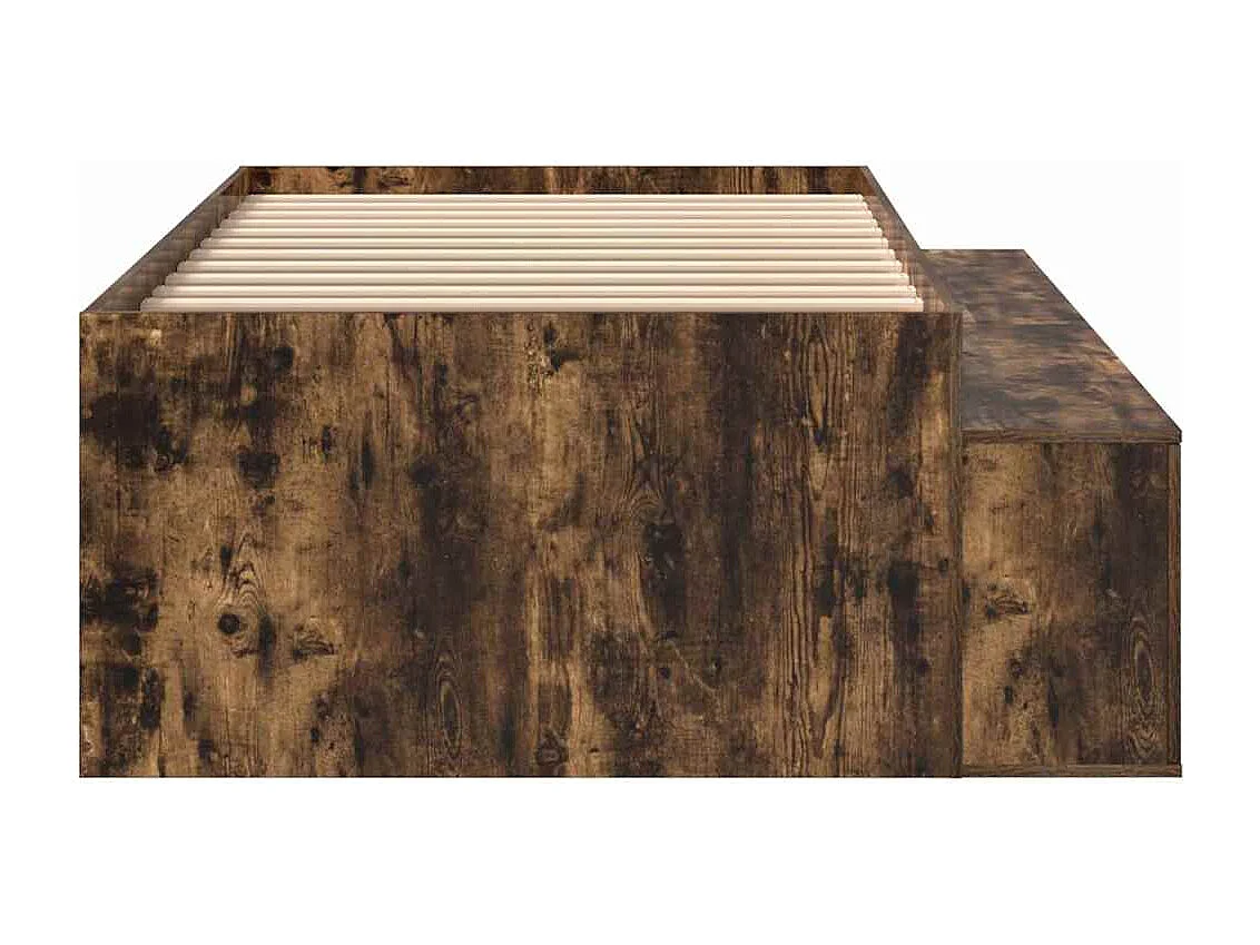 Lit simple | Lit adulte, enfant | Cadre de lit avec rangement Chêne fumé 90x200 cm