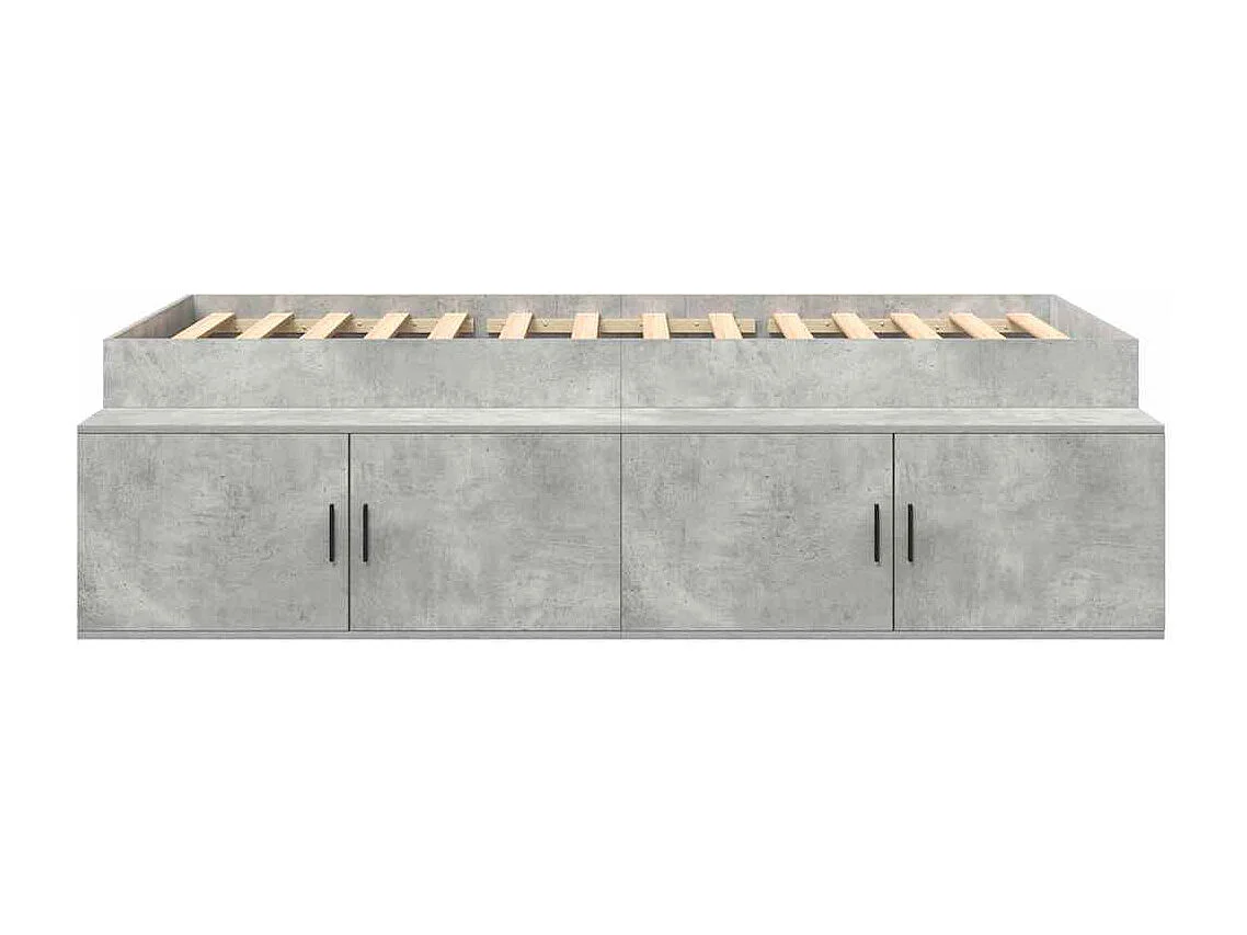 Lit simple | Lit adulte, enfant | Cadre de lit avec rangement Gris béton 100x200 cm