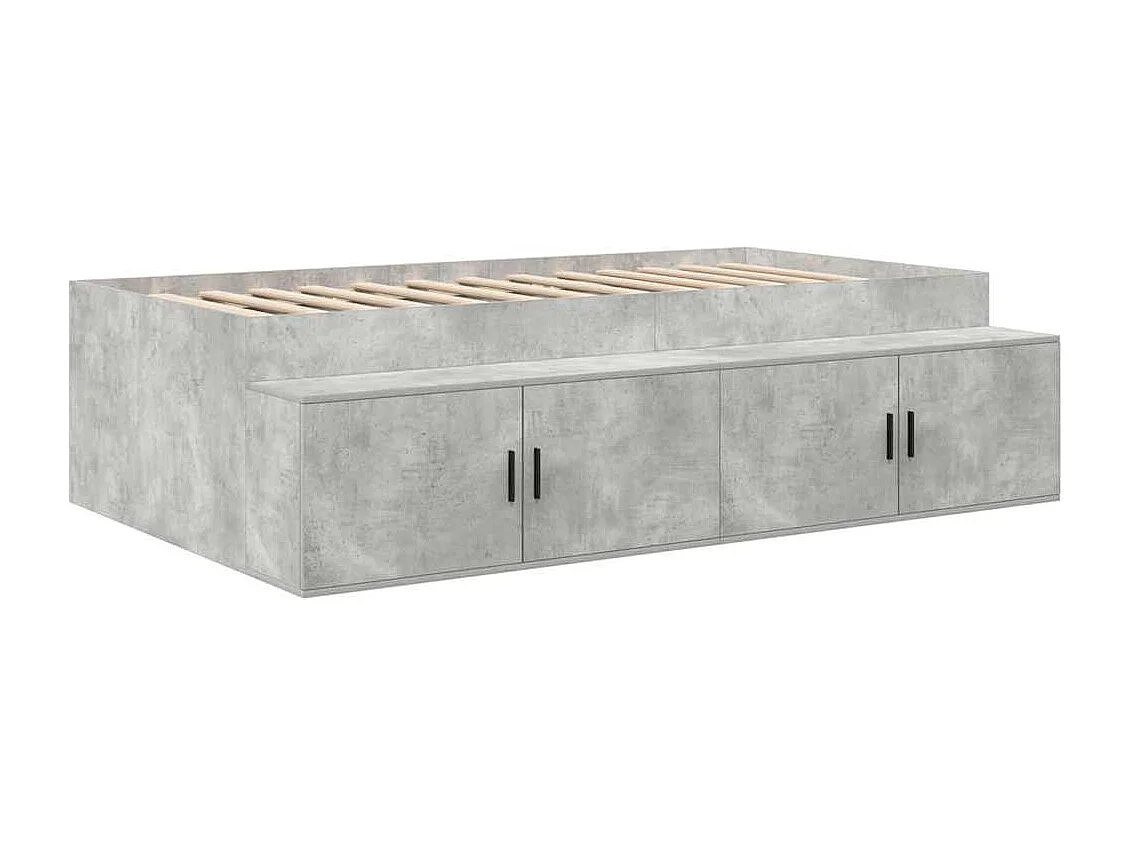 Lit simple | Lit adulte, enfant | Cadre de lit avec rangement Gris béton 100x200 cm