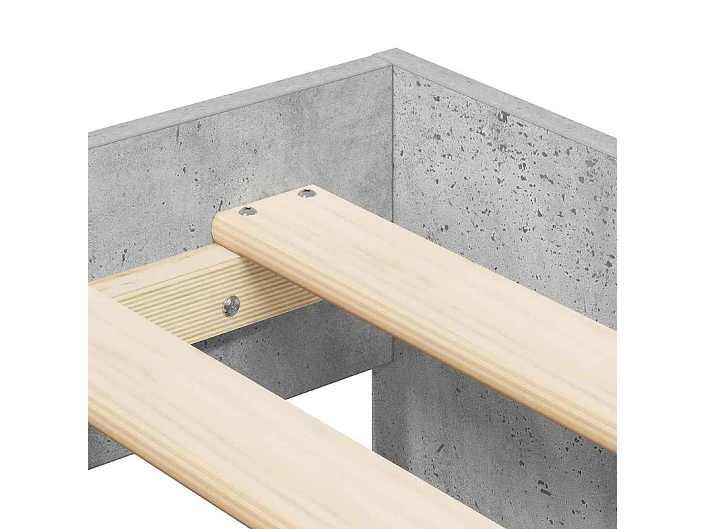 Lit simple | Lit adulte, enfant | Cadre de lit avec rangement Gris béton 100x200 cm