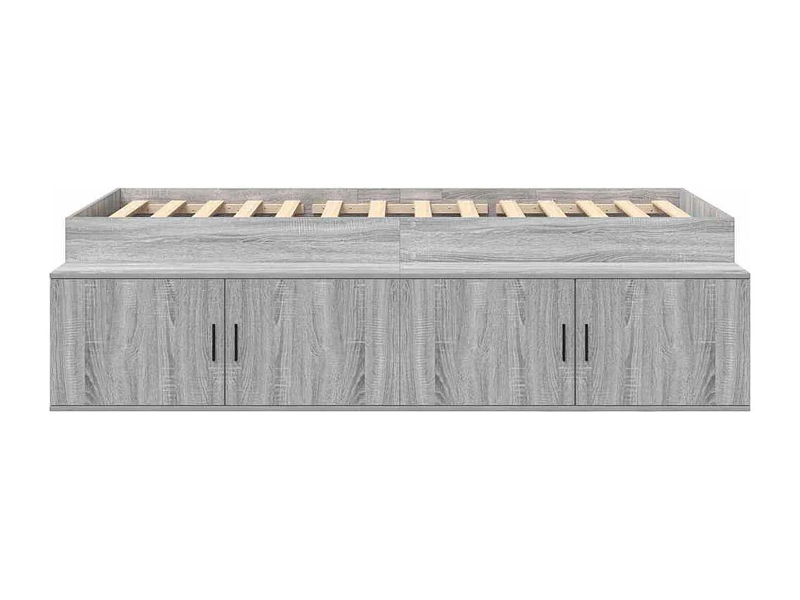Lit simple | Lit adulte, enfant | Cadre de lit avec rangement Sonoma gris 90x200 cm