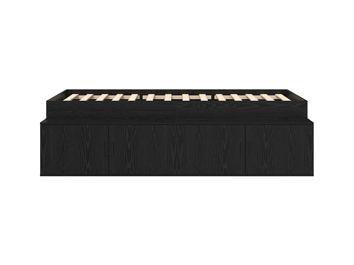 Lit simple | Lit adulte, enfant | Cadre de lit avec rangement Chêne noir 90x190 cm
