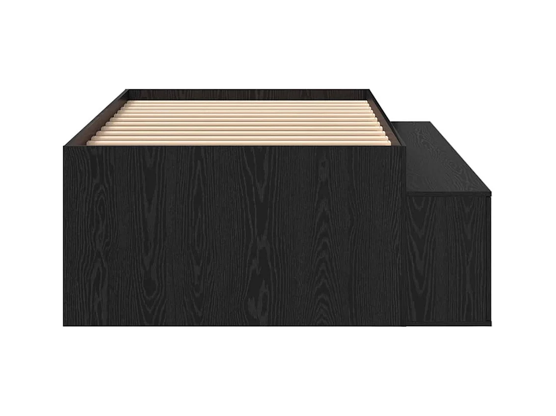Lit simple | Lit adulte, enfant | Cadre de lit avec rangement Chêne noir 90x190 cm