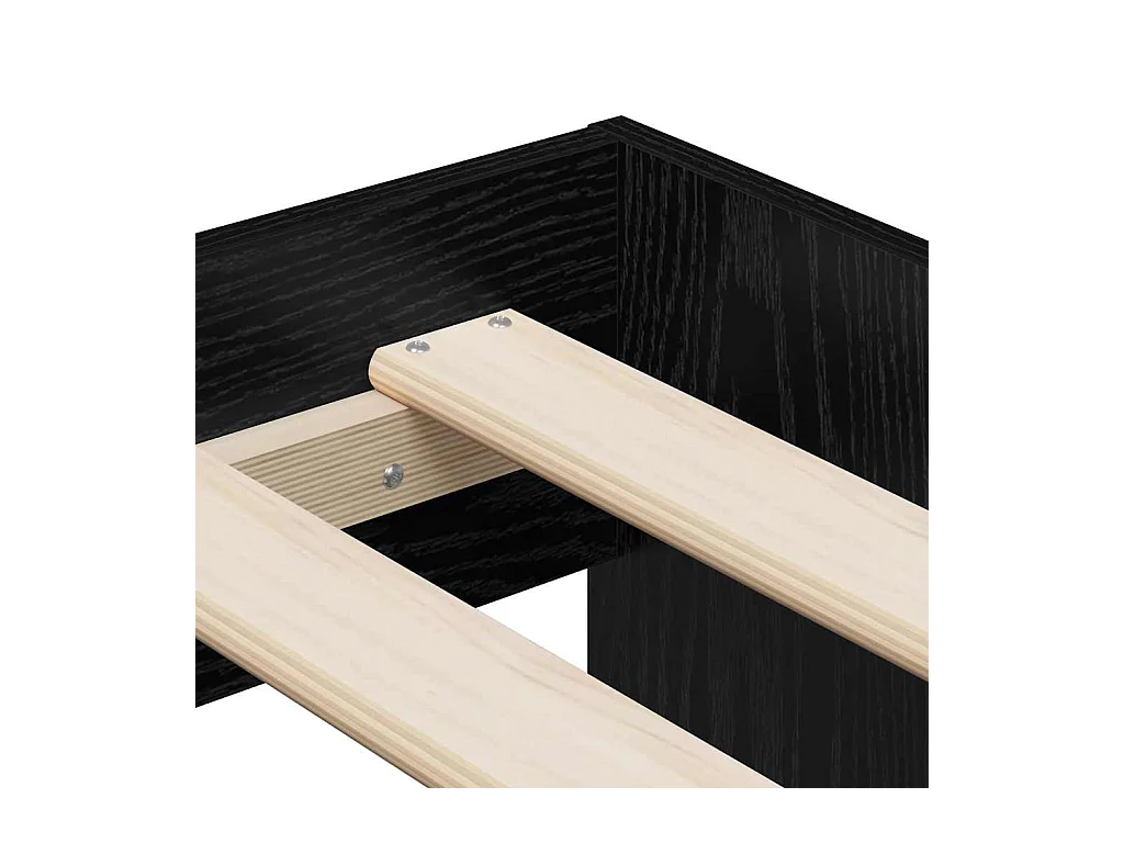 Lit simple | Lit adulte, enfant | Cadre de lit avec rangement Chêne noir 90x190 cm