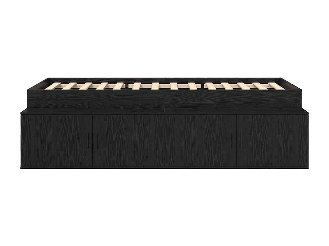 Lit simple | Lit adulte, enfant | Cadre de lit avec rangement Chêne noir 90x190 cm