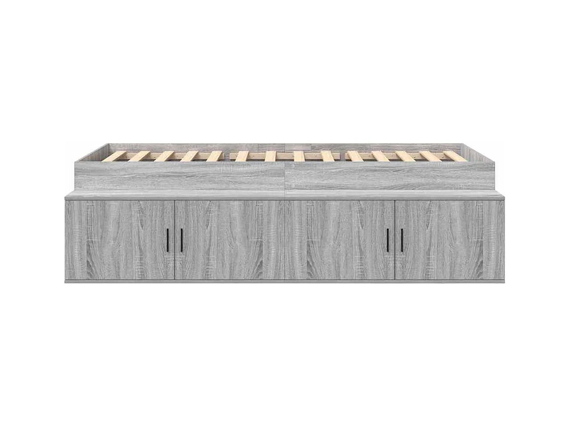Lit simple | Lit adulte, enfant | Cadre de lit avec rangement Sonoma gris 75x190 cm