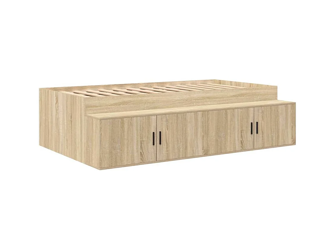 Lit simple | Lit adulte, enfant | Cadre de lit avec rangement Chêne sonoma 100x200 cm