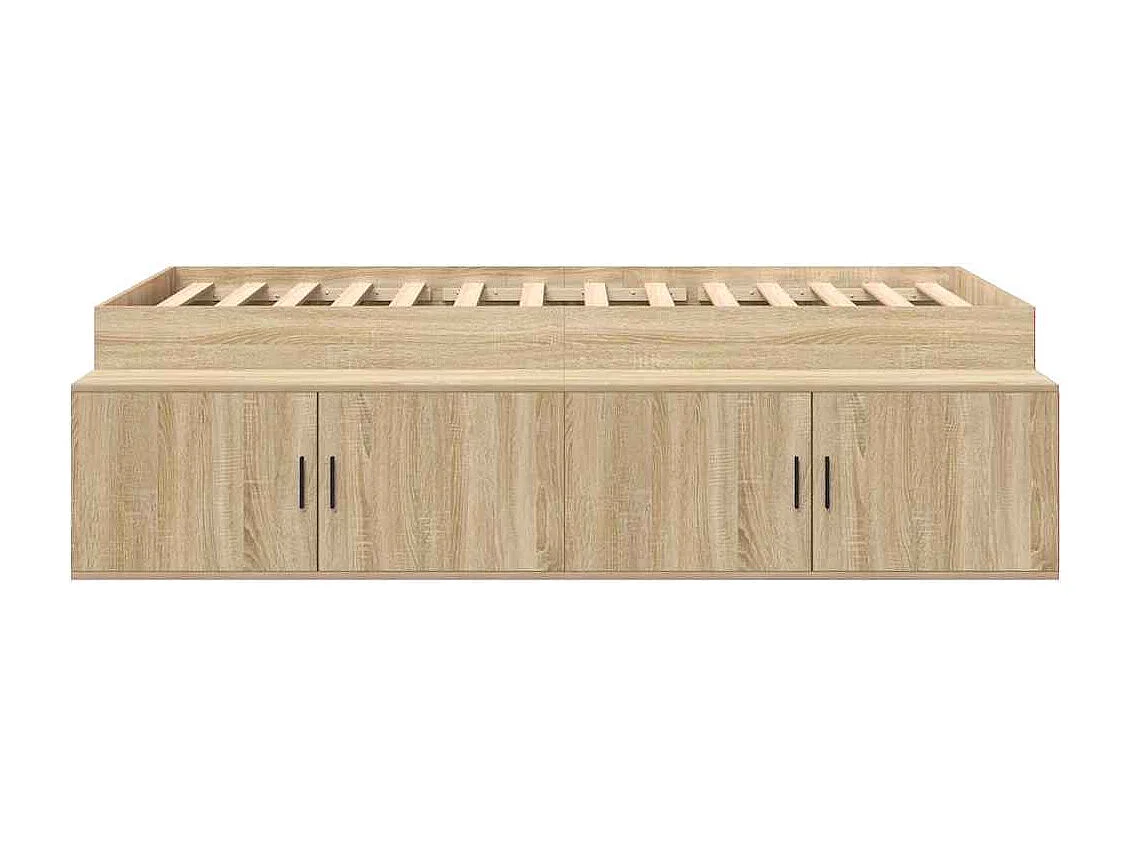 Lit simple | Lit adulte, enfant | Cadre de lit avec rangement Chêne sonoma 100x200 cm
