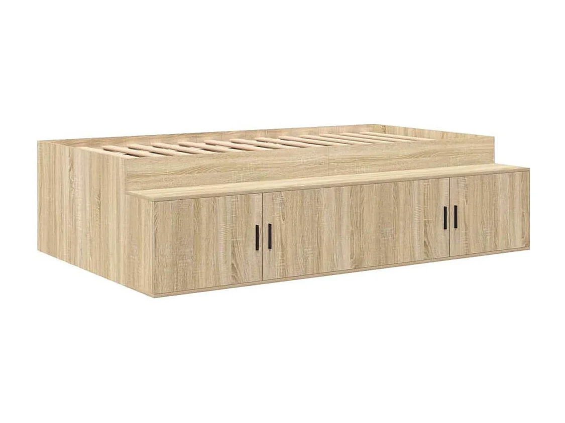Lit simple | Lit adulte, enfant | Cadre de lit avec rangement Chêne sonoma 100x200 cm