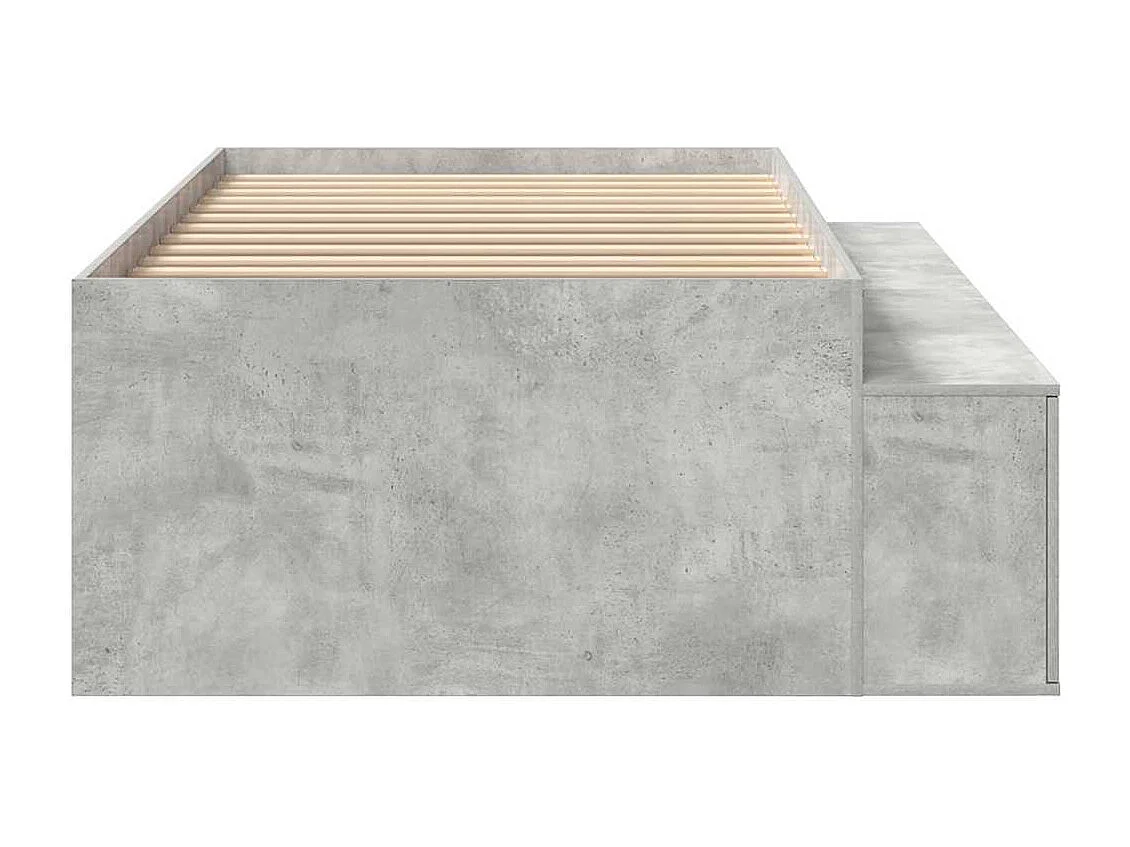 Lit simple | Lit adulte, enfant | Cadre de lit avec rangement Gris béton 75x190 cm
