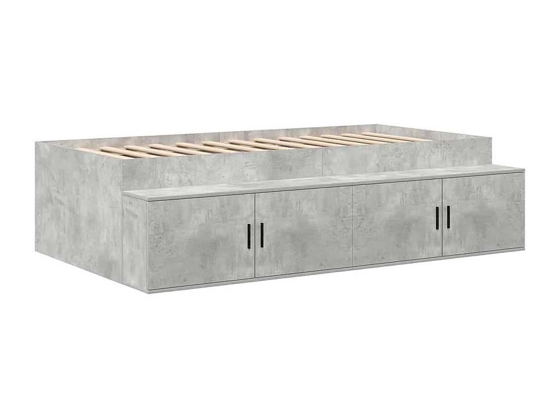 Lit simple | Lit adulte, enfant | Cadre de lit avec rangement Gris béton 75x190 cm