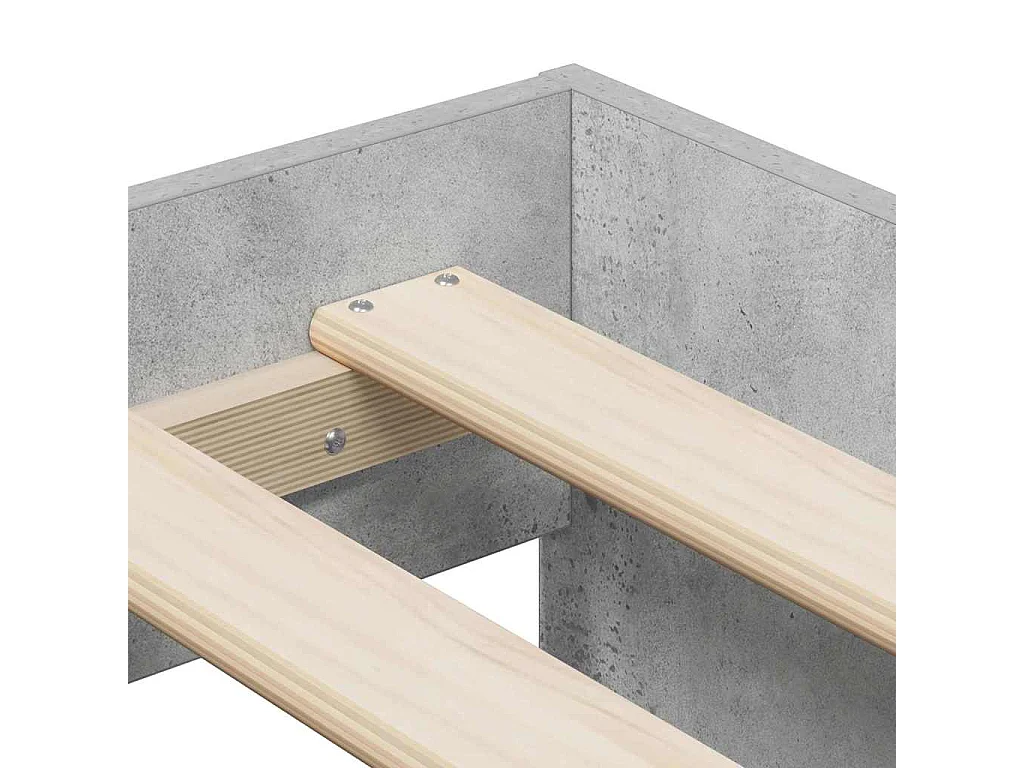 Lit simple | Lit adulte, enfant | Cadre de lit avec rangement Gris béton 75x190 cm