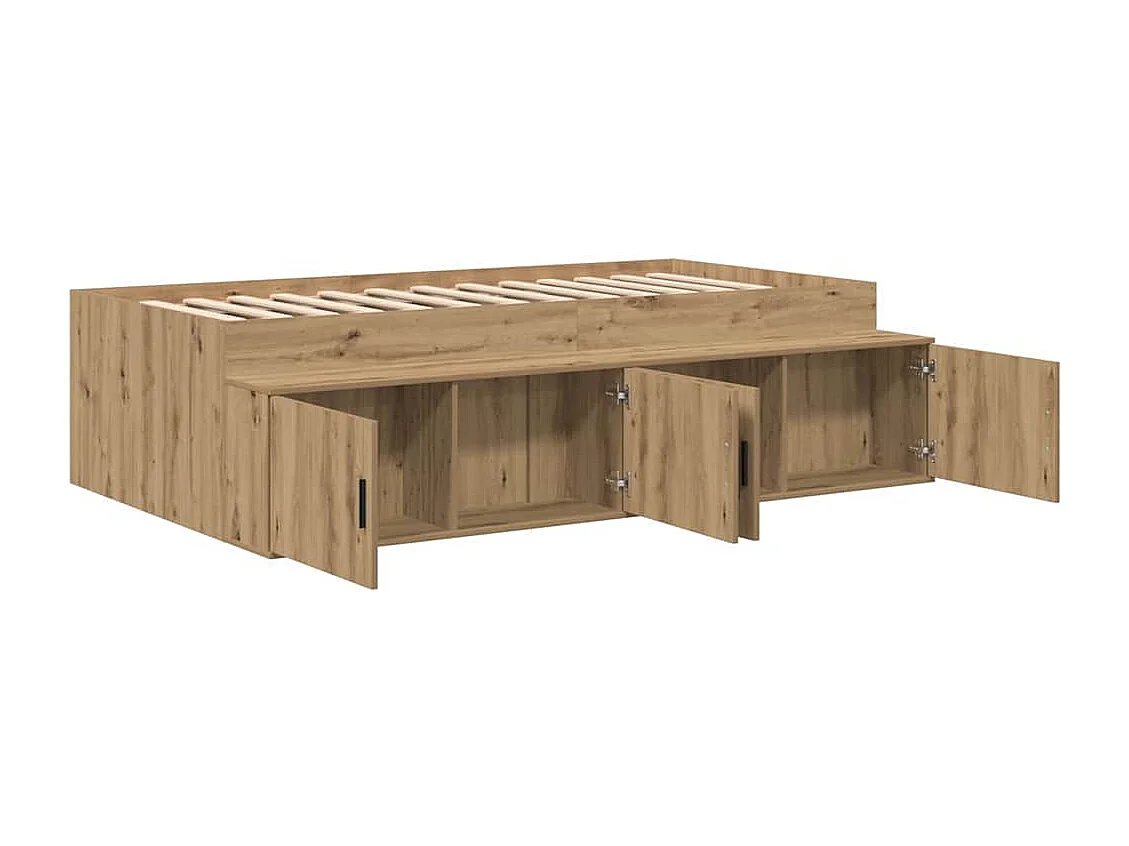 Lit simple | Lit adulte, enfant | Cadre de lit avec rangement chêne artisanal 90x200 cm