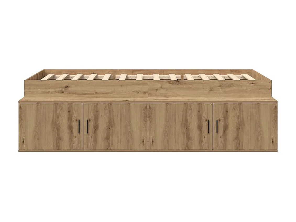 Lit simple | Lit adulte, enfant | Cadre de lit avec rangement chêne artisanal 90x200 cm