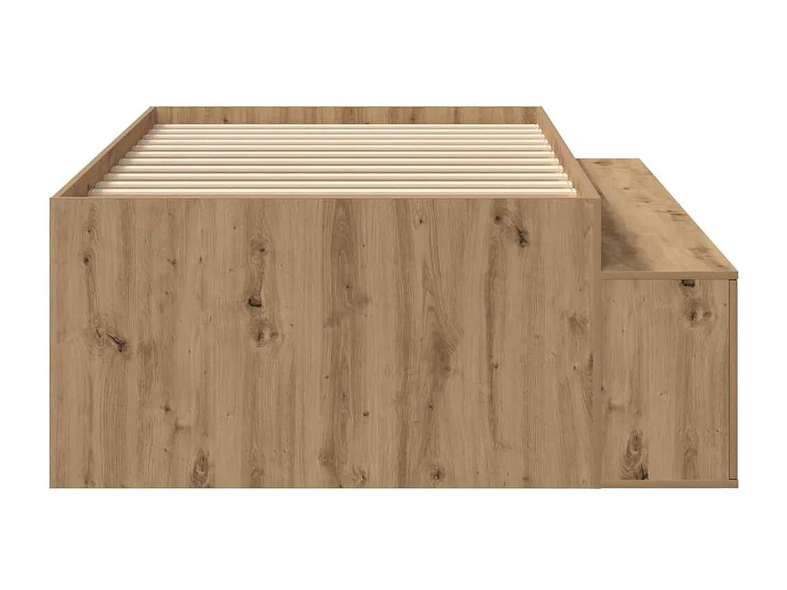 Lit simple | Lit adulte, enfant | Cadre de lit avec rangement chêne artisanal 90x200 cm