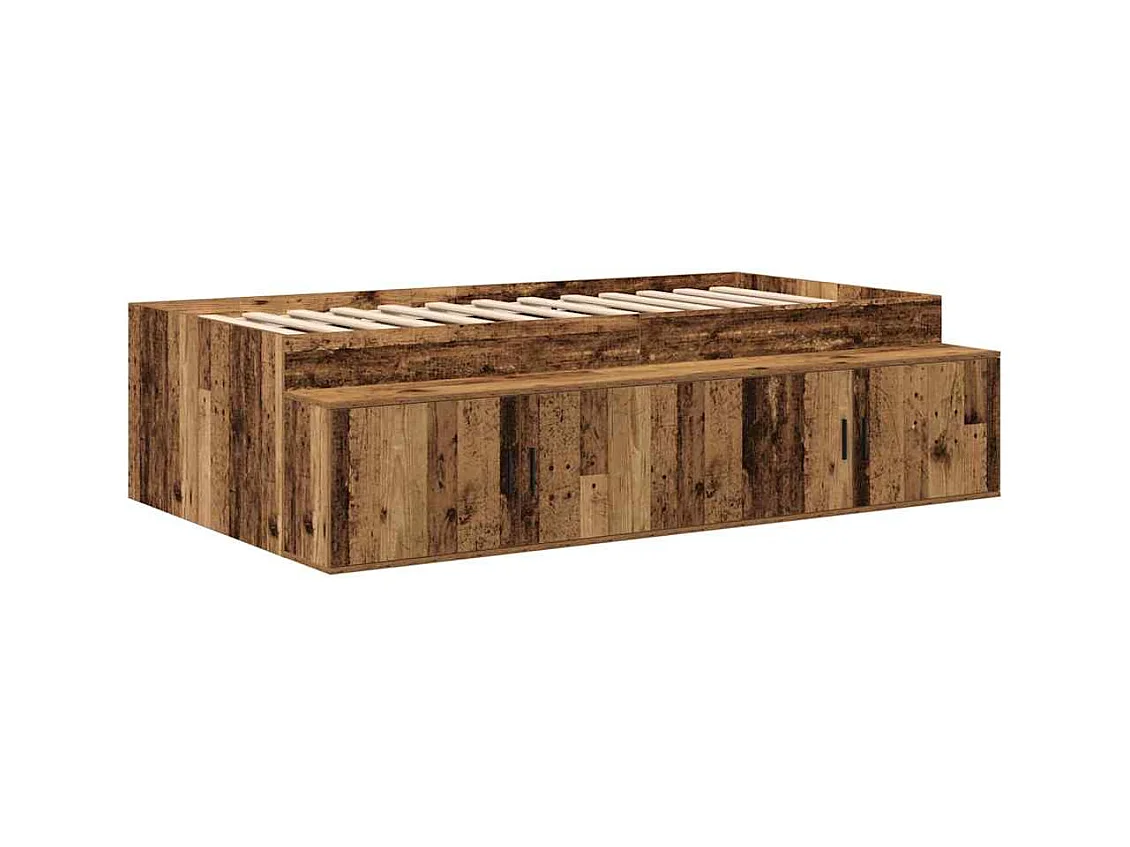 Lit simple | Lit adulte, enfant | Cadre de lit avec rangement Bois ancien 75x190 cm