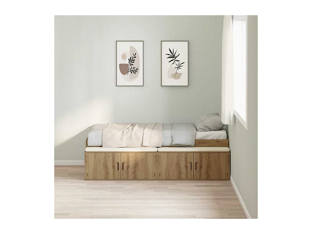 Lit simple | Lit adulte, enfant | Cadre de lit avec rangement chêne artisanal 80x200 cm