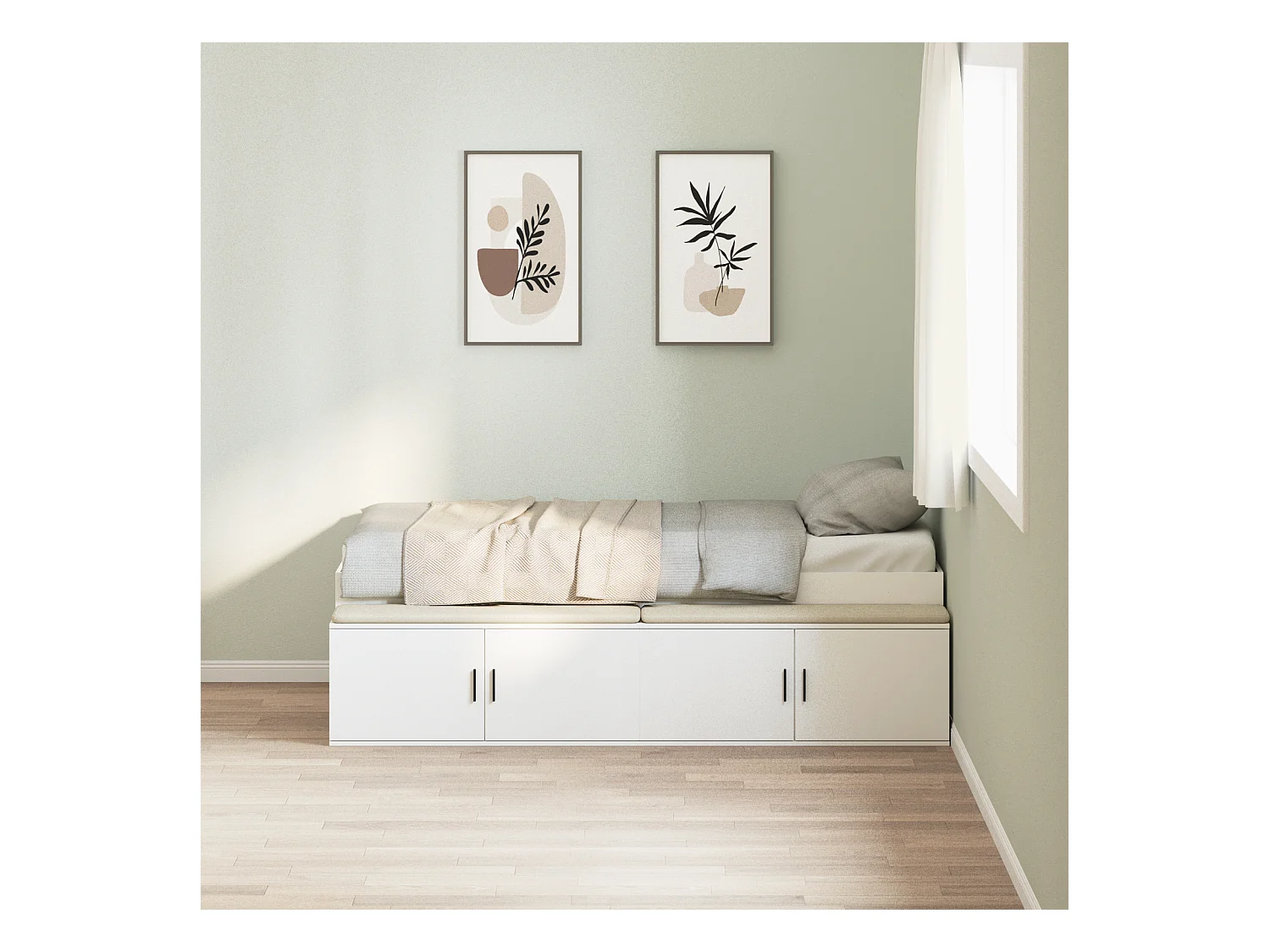Lit simple | Lit adulte, enfant | Cadre de lit avec rangement avec stockage Blanc 100x200 cm