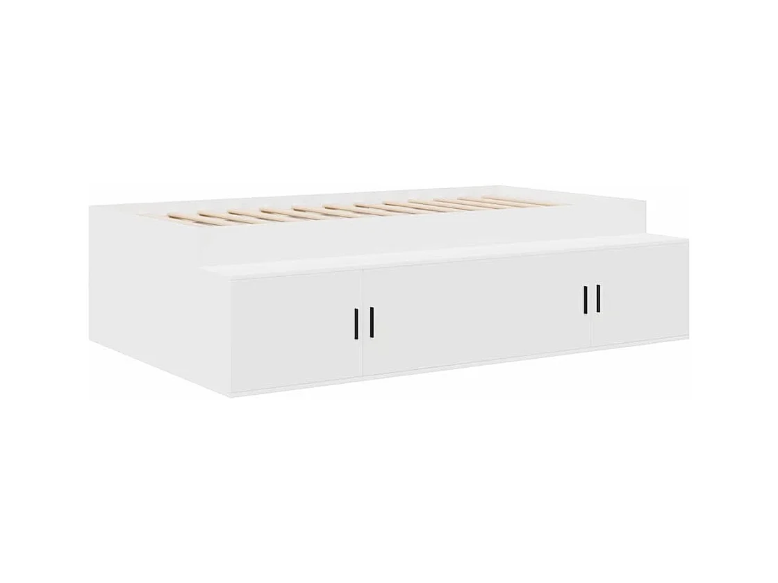 Lit simple | Lit adulte, enfant | Cadre de lit avec rangement avec stockage Blanc 100x200 cm