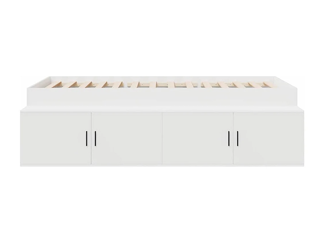 Lit simple | Lit adulte, enfant | Cadre de lit avec rangement avec stockage Blanc 100x200 cm
