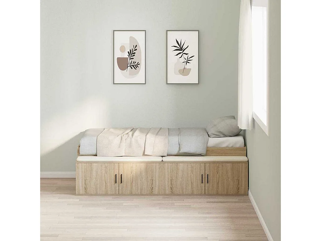 Lit simple | Lit adulte, enfant | Cadre de lit avec rangement Chêne sonoma 80x200 cm