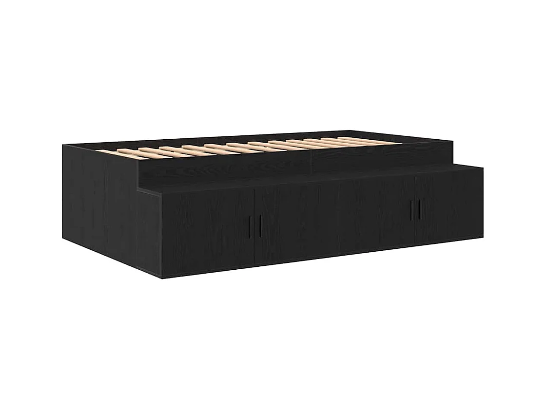 Lit simple | Lit adulte, enfant | Cadre de lit avec rangement Chêne noir 100x200 cm