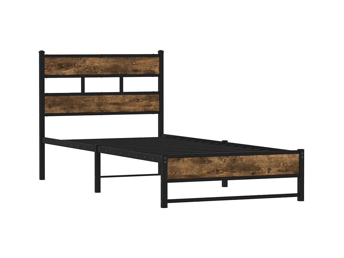 Lit simple | Lit adulte, enfant | Cadre de lit en métal chêne fumé 80x200 cm