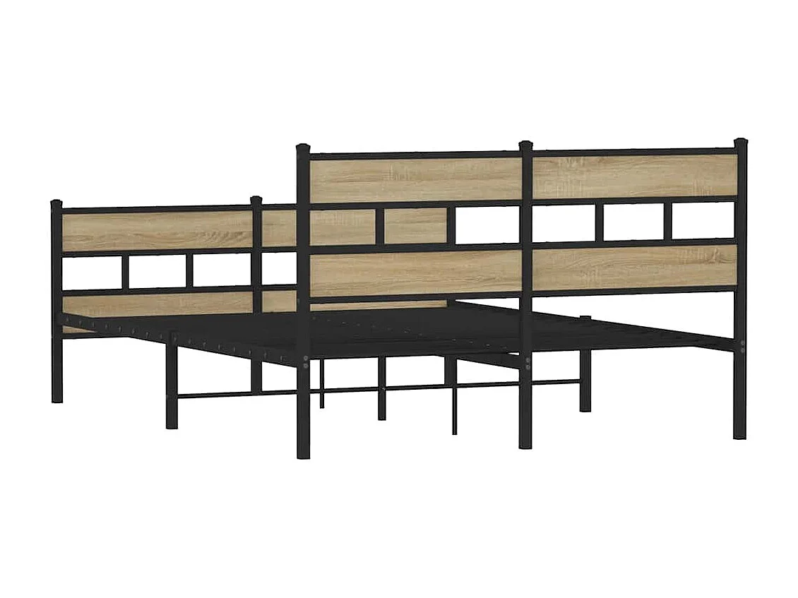 Lit double | Lit adulte | Cadre de lit en métal chêne sonoma 140x190 cm