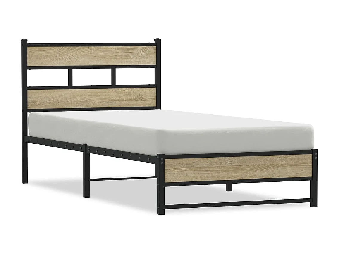 Lit simple | Lit adulte, enfant | Cadre de lit en métal chêne sonoma 90x200 cm