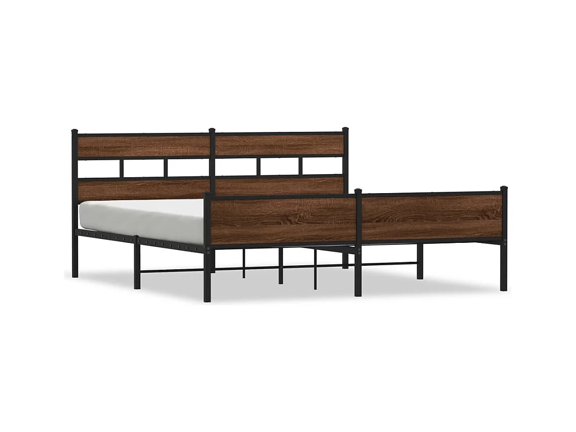 Lit double | Lit adulte | Cadre de lit en métal chêne marron 193x203 cm