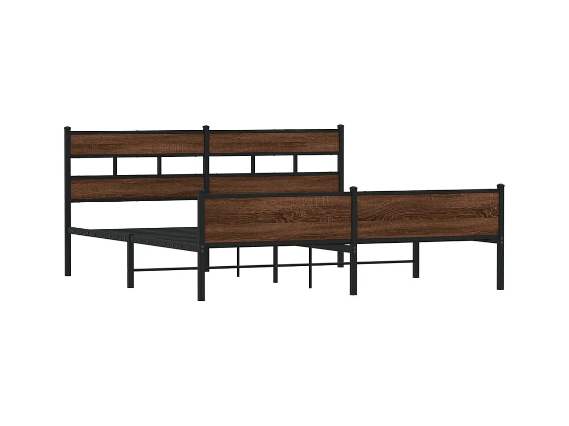 Lit double | Lit adulte | Cadre de lit en métal chêne marron 193x203 cm