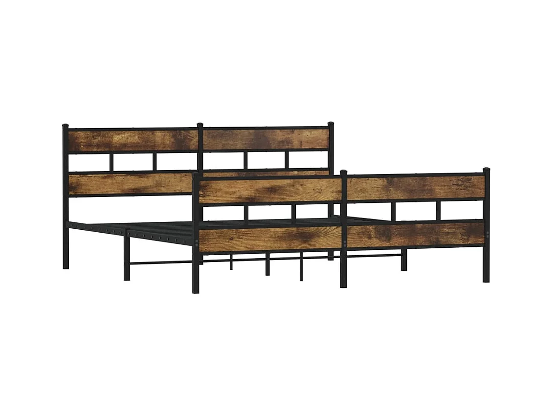 Lit double | Lit adulte | Cadre de lit en métal chêne fumé 200x200 cm
