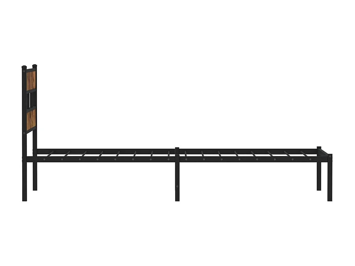 Lit simple | Lit adulte, enfant | Cadre de lit en métal chêne fumé 75x190 cm