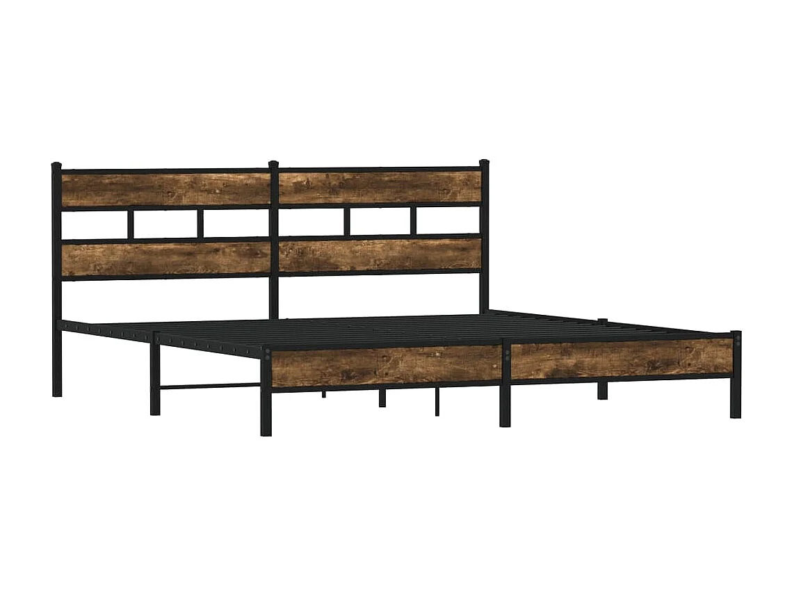 Lit double | Lit adulte | Cadre de lit en métal chêne fumé 183x213 cm