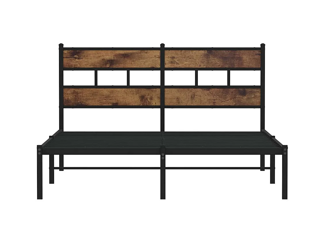 Lit double | Lit adulte | Cadre de lit en métal chêne fumé 135x190 cm