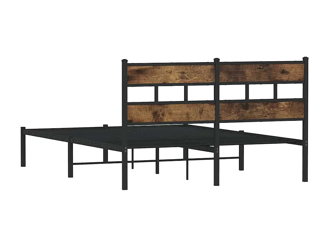 Letto per adulti | Letto matrimoniale | Giroletto senza Materaso in Metallo Rovere Fumo 135x190 cm